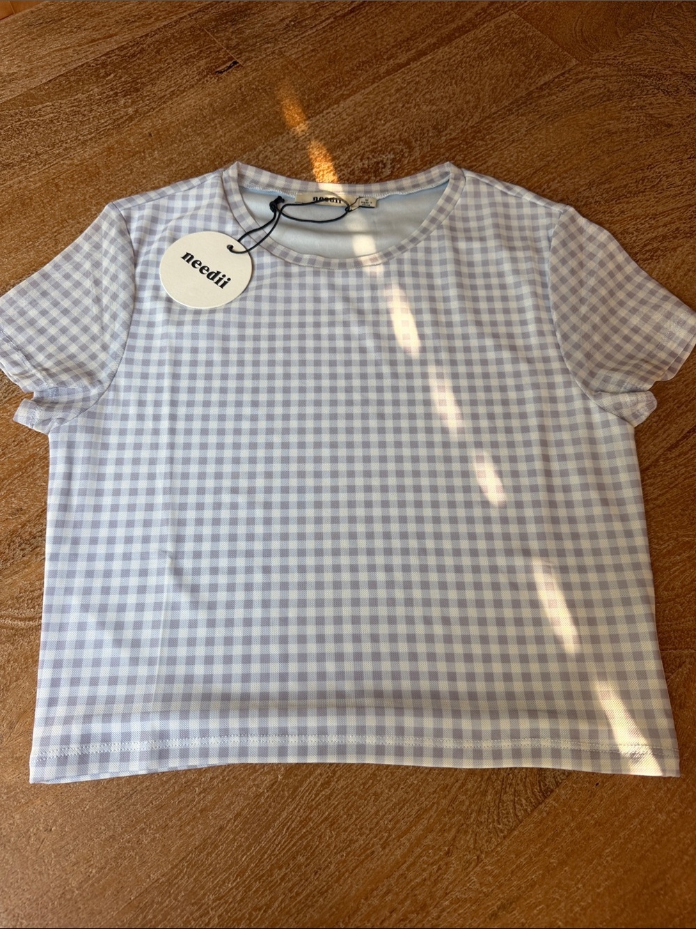NWT Lavender gingham top M